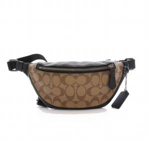 シグネチャー ボディバッグ ウエストポーチ ヒップバッグ PVC レザー ブラウン ブラック F84711