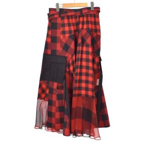 sacai 22SS Buffalo Check Maxi Skirt