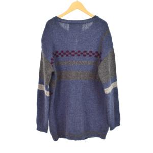 UNDERCOVER 有刺鉄線 ワイヤー ニット カーディガン ウール F ブルー