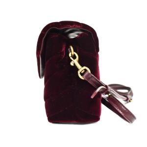 SAINT LAURENT PARIS モノグラム ルル トイバッグ ベロア調 ショルダーバッグ ボルドー 467072
