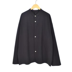 スタンドカラーシャツ 長袖 38 黒 ブラック 9202-SH01-037