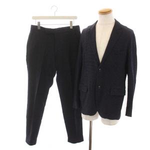 シングルスーツ セットアップ 上下 ドット テーラードジャケット 2B パンツ 48 M 紺 ネイビー