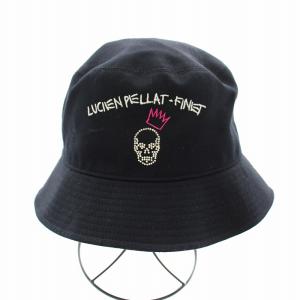 lucien pellat finet バケットハット アーチロゴ クリスタルクラウンスカル 刺繍 フリー 58?59cm 黒 ブラック /YT