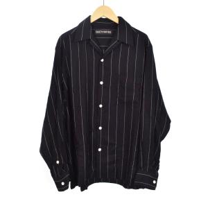 STRIPED OPEN COLLAR SHIRT S ブラック