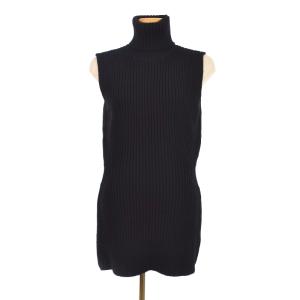 白タグ ニットベスト タートルネック サイドジップ ウール L ブラック 11-36-62733