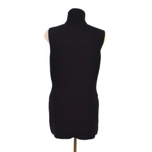 Max Mara 白タグ ニットベスト タートルネック サイドジップ ウール L ブラック 11-36-62733