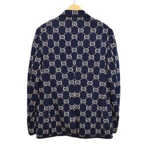 GUCCI 18年製 GGジャガード テーラードジャケット 46 ネイビー 521889