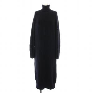 白タグ ニット ワンピース ネイビー