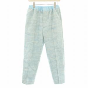 ウールギャバジンサイドスリットテーパードパンツ タック 38 紺