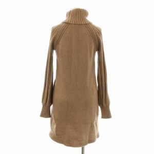 BURBERRY BLACK LABEL ニットワンピース ミニ チュニック 長袖 ハイネック ロゴプレート 38 茶 ブラウン D5N43-245-52