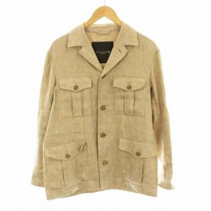 M-43 リネン サファリジャケット ブルゾン ペイズリー柄 麻 リネン 38 ベージュ G1F79-106-43