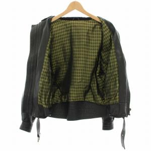 GIANNI VERSACE レザージャケット 革ジャン アウター ベルト 黒 ブラック /YT