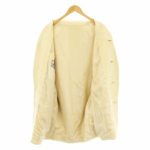 GIANNI VERSACE チェスターコート ミドル丈 レザー 48 アイボリー 38097 /KU