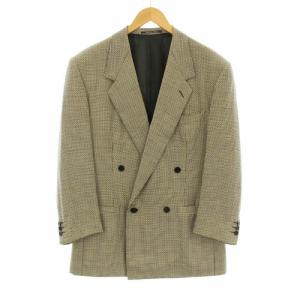 テーラードジャケット ダブル 総柄 ウール 48 グレー 黒 ブラック 25A6WT /KU