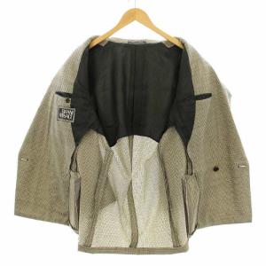 GIANNI VERSACE テーラードジャケット ダブル 総柄 ウール 48 グレー 黒 ブラック 25A6WT /KU