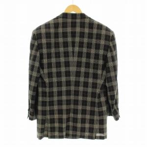 GIANNI VERSACE テーラードジャケット ダブル チェック L 黒 ブラック ライトグレー 1538V0 /KU