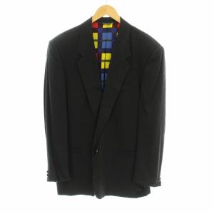 テーラードジャケット 1B 裏地総柄 L 黒 ブラック /KU
