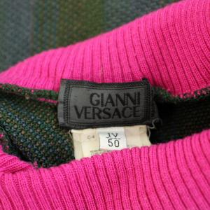 GIANNI VERSACE ニット セーター タートルネック 長袖 ヴィンテージ 50 緑 グリーン ピンク /YT