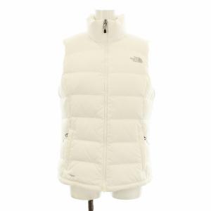 ダウンベスト スタンドカラー ジップアップ ロゴ刺繍 S/P 白 ホワイト /KU