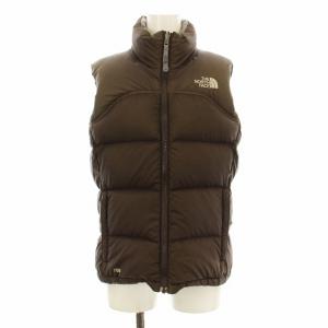 ヌプシ ダウンベスト スタンドカラー ジップアップ ロゴ刺繍 XS 茶 ブラウン NDW00359 /KU