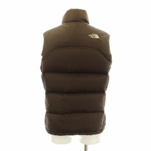 THE NORTH FACE ヌプシ ダウンベスト スタンドカラー ジップアップ ロゴ刺繍 XS 茶 ブラウン NDW00359 /KU