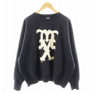 トレーナー プリント L ネイビー