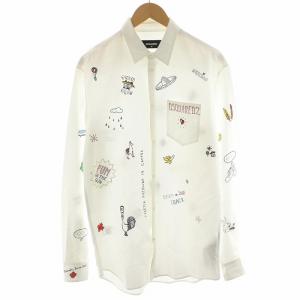 Relax Dan B.D. Shirt シャツ 長袖 ロゴ ラインストーン コットン 48 白 ホワイト