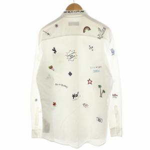DSQUARED2 Relax Dan B.D. Shirt シャツ 長袖 ロゴ ラインストーン コットン 48 白 ホワイト