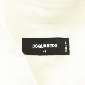 DSQUARED2 Relax Dan B.D. Shirt シャツ 長袖 ロゴ ラインストーン コットン 48 白 ホワイト