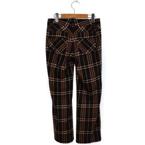 BURBERRY BLUE LABEL パンツ スラックス チェック 34 茶 ブラウン FQF70-672-65