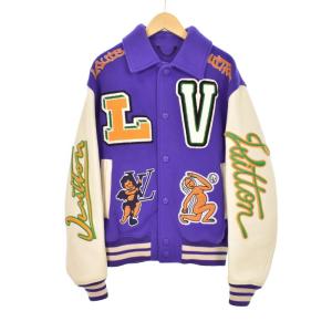 22AW マルチパッチミックスレザーバーシティブルゾン 44 パープル RM222 MJY