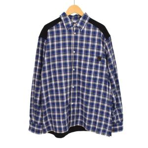 22AW アナグラムレザーパッチ バックフリース チェックシャツ 44 ブルー H526Y05W94