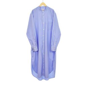 23SS ロングシャツ 長袖 バンドカラー 2 青 ブルー 23SS-B-BL04