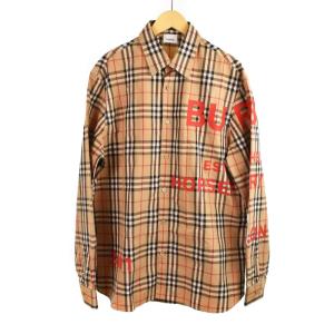 CHECKED RED LOGO PRINTED SHIRT ノバチェック M ベージュ