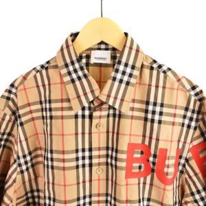 BURBERRY CHECKED RED LOGO PRINTED SHIRT ノバチェック M ベージュ