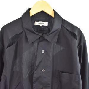 sulvam ショルダーカッティング長袖シャツ L 黒 ブラック SP-B01-001