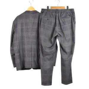 BLACK LABEL CRESTBRIDGE ストレッチ2Bテーラードジャケット スラックス スーツ セットアップ チェック LL グレー 51E40-340-04