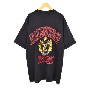 23SS カレッジプリント ミディアムフィット Tシャツ ダメージ加工 XS ブラック 739784