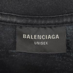 BALENCIAGA 23SS カレッジプリント ミディアムフィット Tシャツ ダメージ加工 XS ブラック 739784