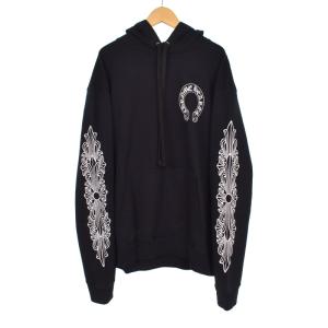 ホースシュー フローラル スリーブ パーカー プルオーバー M ブラック