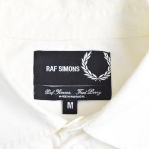 RAF SIMONS ×フレッドペリー 20AW オーバーサイズシャツ パッチ 長袖 M 白 ホワイト SM9048/100/00381/379
