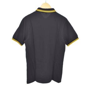 FRED PERRY ポロシャツ 半袖 ロゴ 刺繍 S 黒 ブラック 黄 イエロー M3600