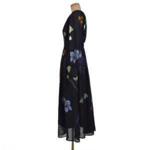 Ameri VINTAGE 20SS 2WAY AMANDA DRESS アマンダドレス ワンピース 長袖 花柄 S 紺 ネイビー
