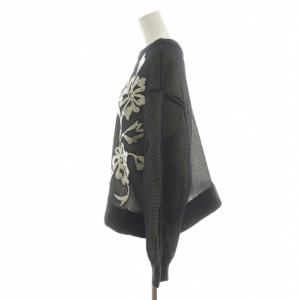 Ameri VINTAGE ニット セーター 長袖 シアー シースルー メッシュ 花柄 刺繍 F 黒 ブラック 02120150350