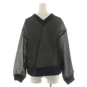 Ameri VINTAGE ニット セーター 長袖 シアー シースルー メッシュ 花柄 刺繍 F 黒 ブラック 02120150350