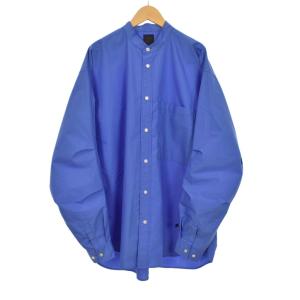 TECH BAND COLLAR SHIRTS テック バンドカラーシャツ 長袖 L 青 ブルー BE-91022W