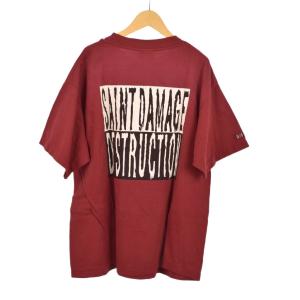 SAINTMICHAEL 25SS Tシャツ ヴィンテージ 加工 L レッド SM-HR8-0000-030