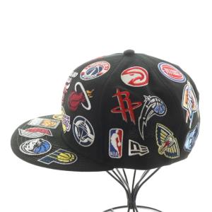 NEW ERA 9FIFTY NBA チームロゴ オールオーバー キャップ 帽子 刺繍 黒 ブラック 205791 /AN17