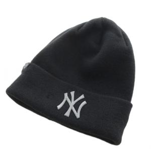 ベーシック カフニット ビーニー 帽子 ニット帽 ニットキャップ 黒 ブラック NYロゴ 刺繍 ニューヨークヤンキース