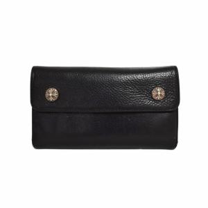 ウェーブウォレット クロスボタン 長財布 ブラック